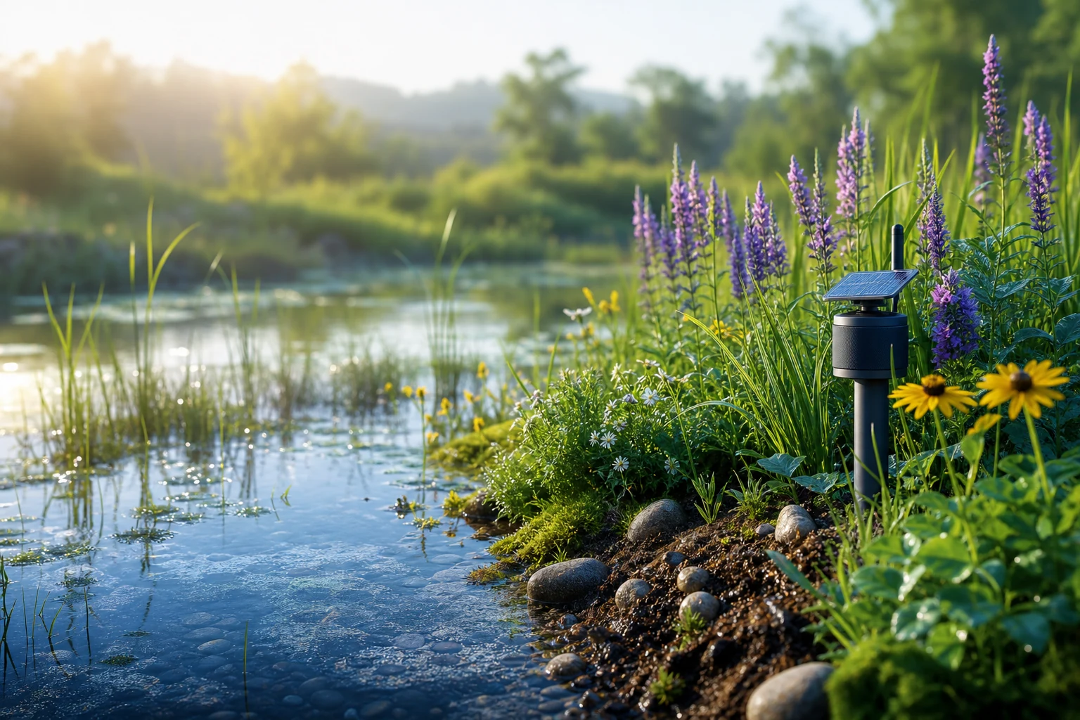 Healthy ecosystem with environmental monitoring