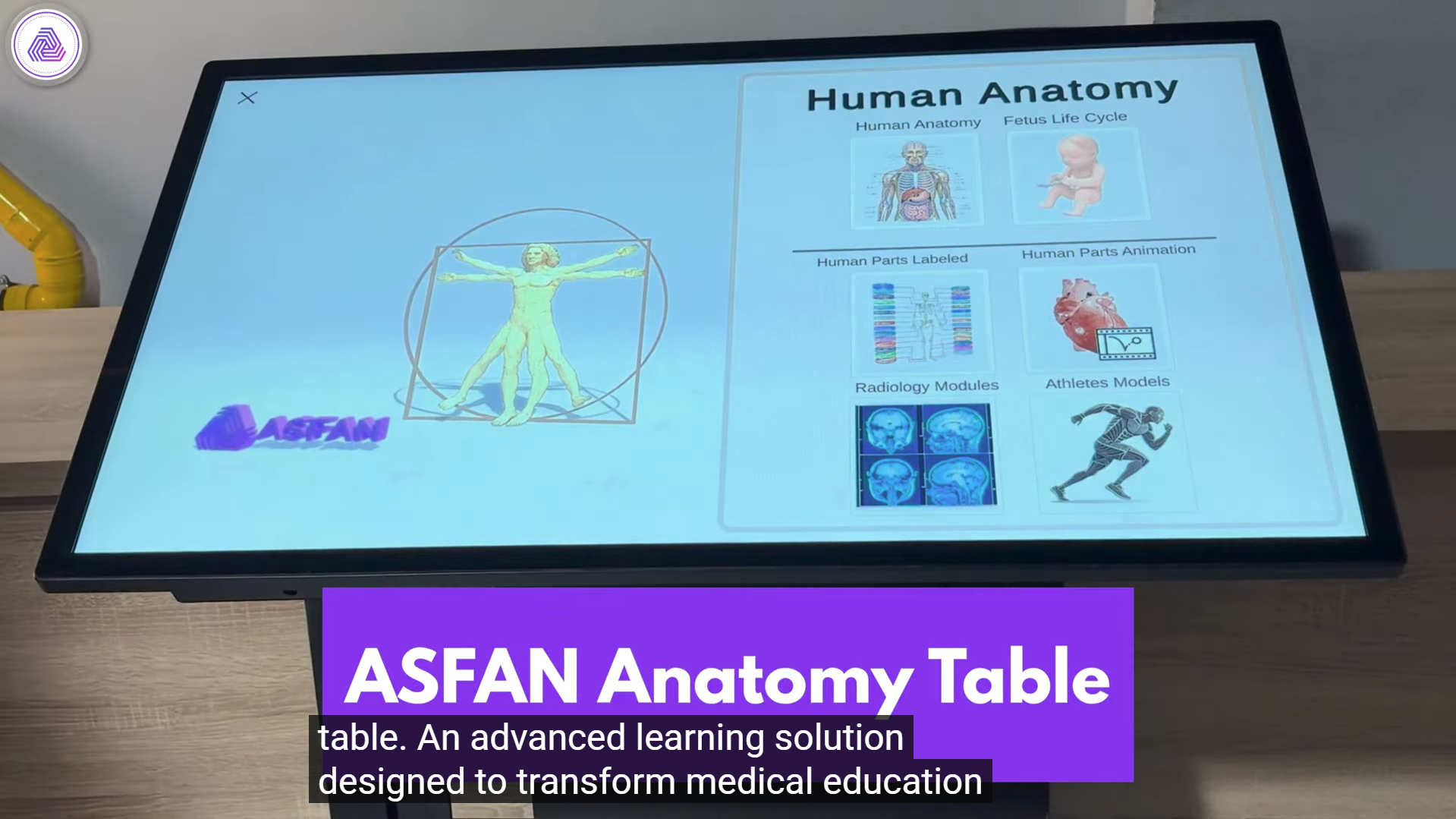 Interactive anatomy table for 3D medical education