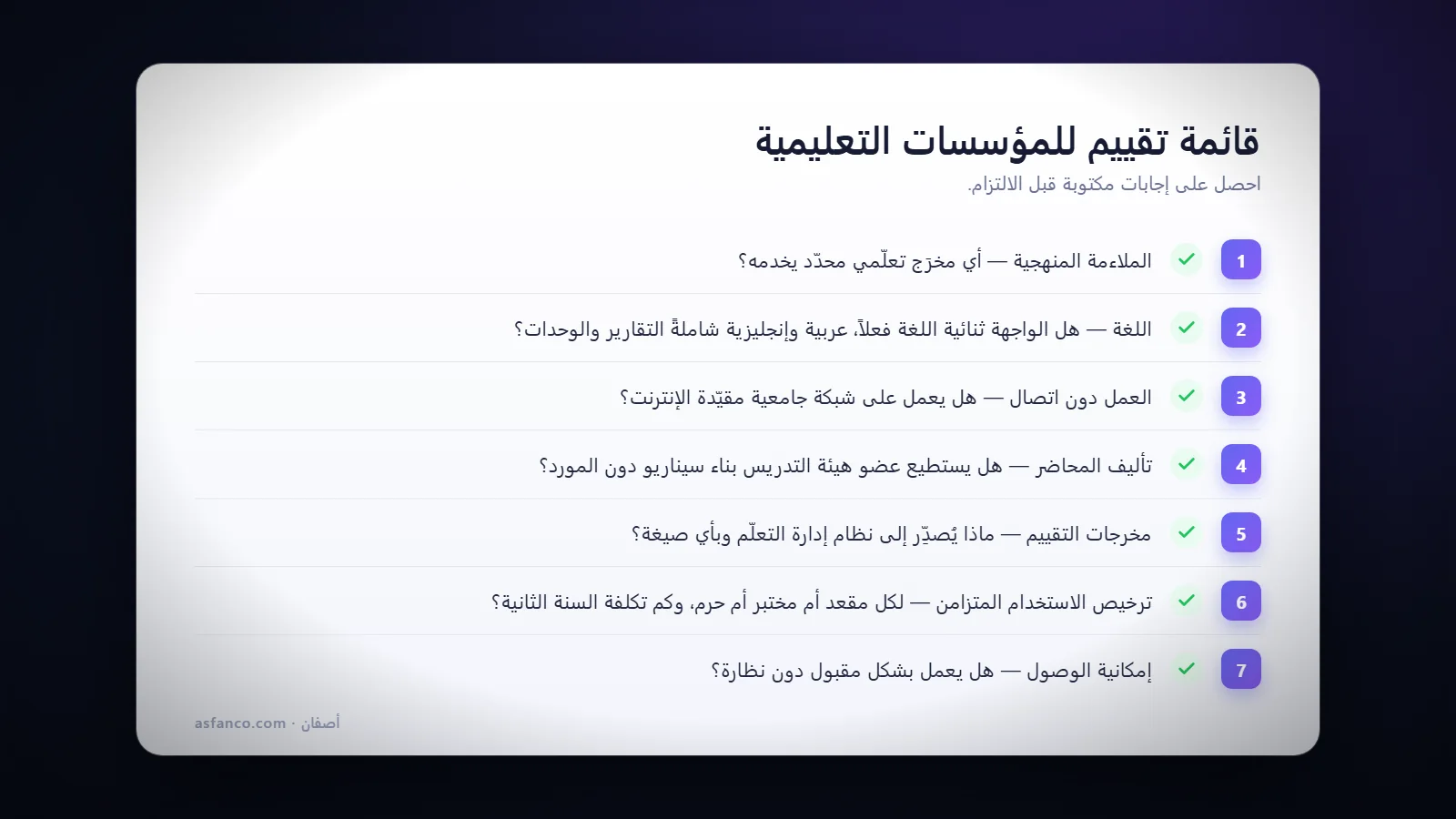 قائمة تقييم من سبعة أسئلة قبل شراء المحاكاة التعليمية والتكنولوجيا الرقمية في التعليم