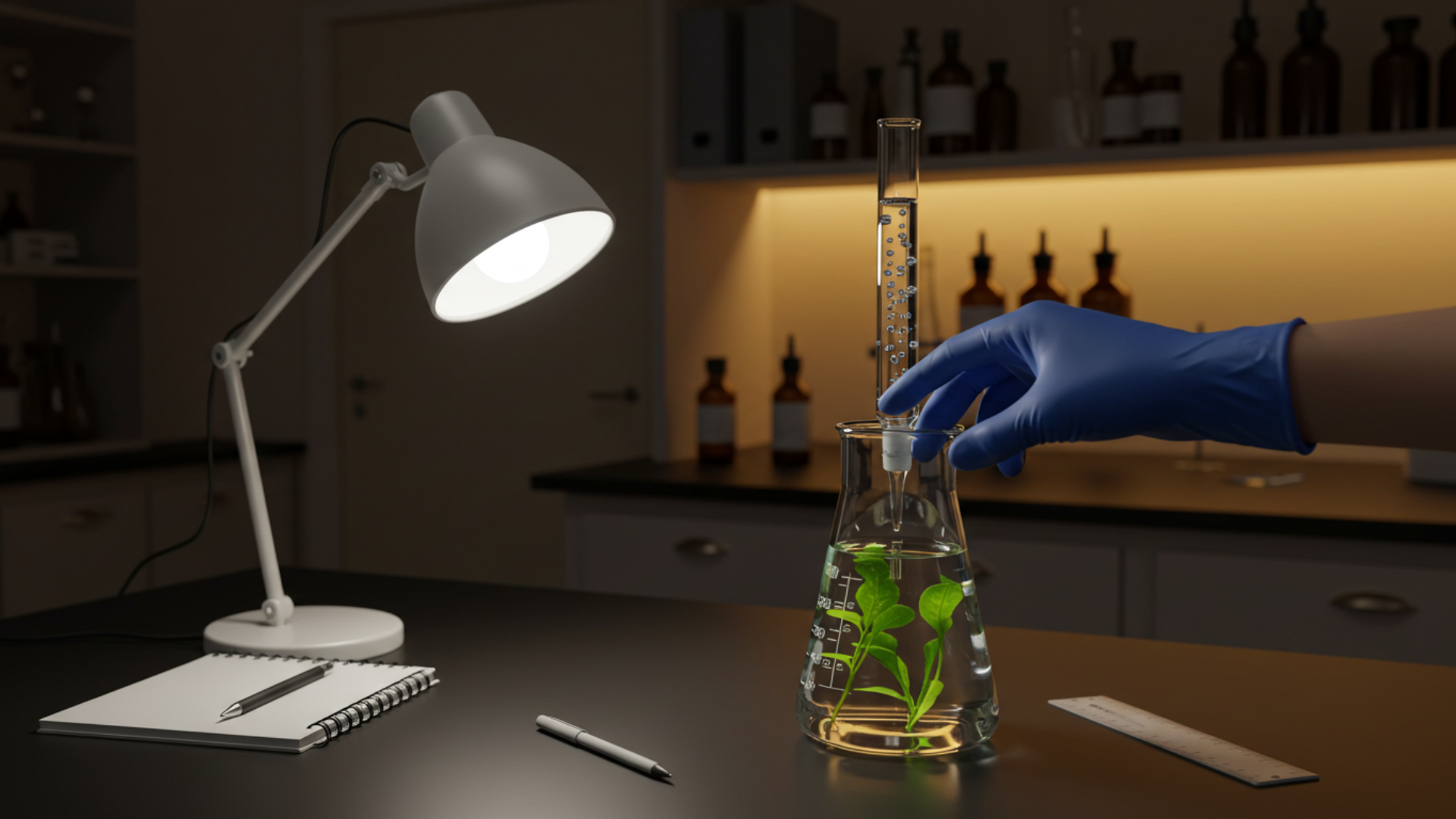 VR evolution of oxygen in photosynthesis setup