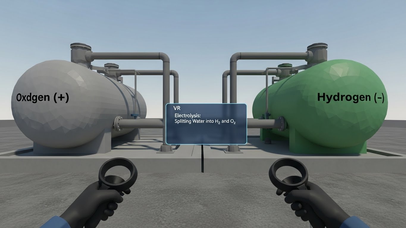 VR green hydrogen electrolysis setup
