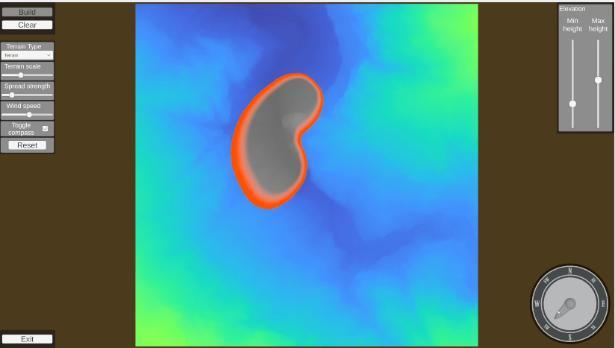 Fire and wildfire simulation mode