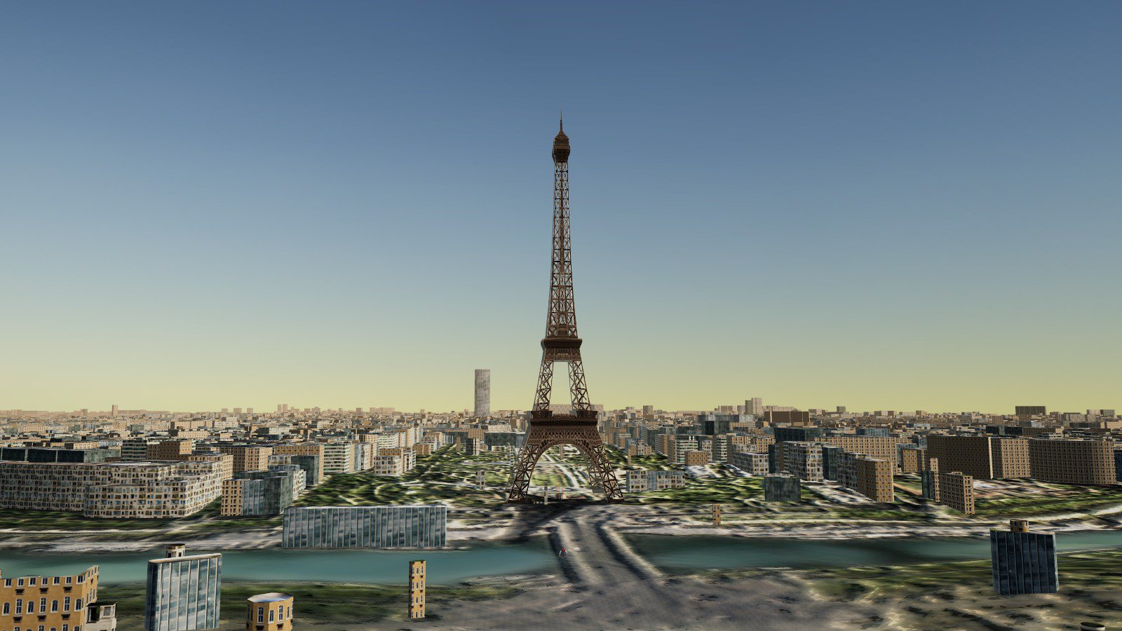 The Eiffel Tower seen from the Trocadéro over the Seine