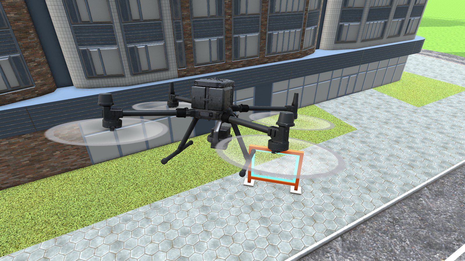 The DJI Matrice 400 taking off next to the first gate